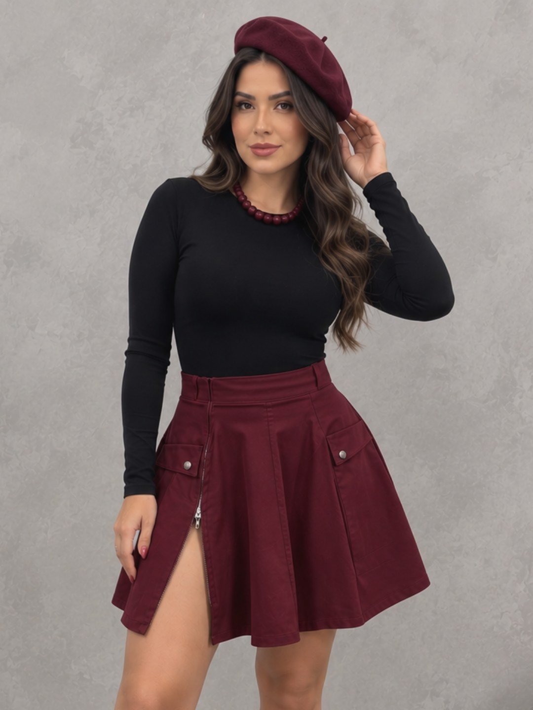Falda Corta Licrada con Cremallera